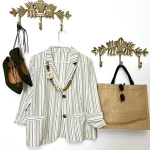 Chic Striped Blazer with Black Accents